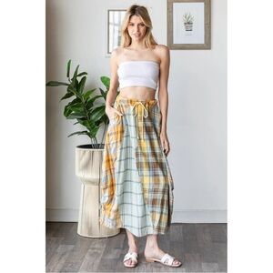 new Oli & Hali Plaid Patchwork Maxi Skirt